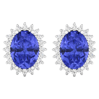 Tanzanite Earrings Diamonds 2.55 Carats 14K White Gold