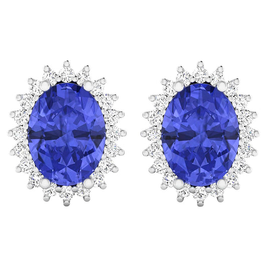 Tanzanite Earrings Diamonds 2.55 Carats 14K White Gold