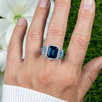 London Blue Topaz Cocktail Ring Swiss Blue Topaz Setting 8.25 Carats