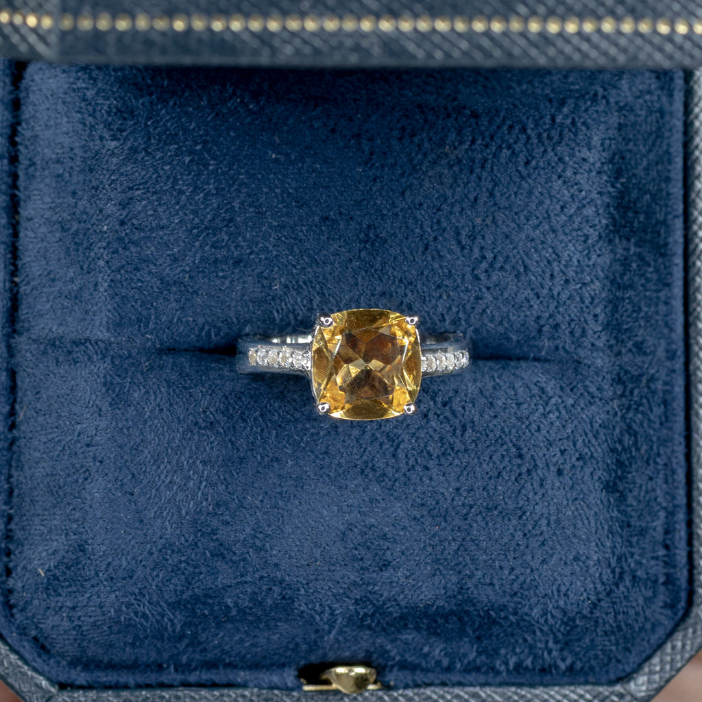 Citrine 3.88 Carat Solitaire Ring White Topaz Setting