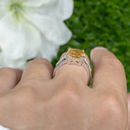 Citrine 3.88 Carat Solitaire Ring White Topaz Setting