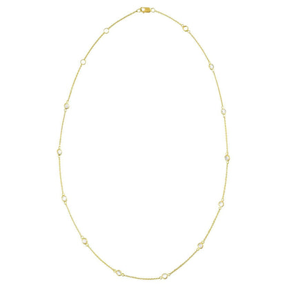 Diamond Station Necklace 1.10 Carats 14K Yellow Gold