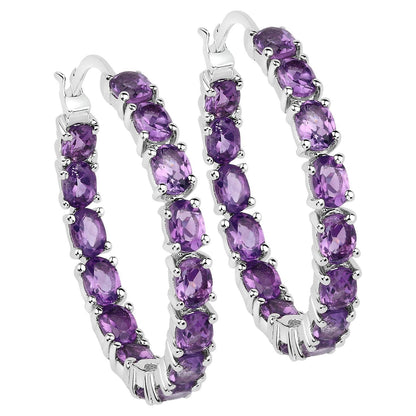 Natural Amethyst Hoop Earrings 4.80 Carats