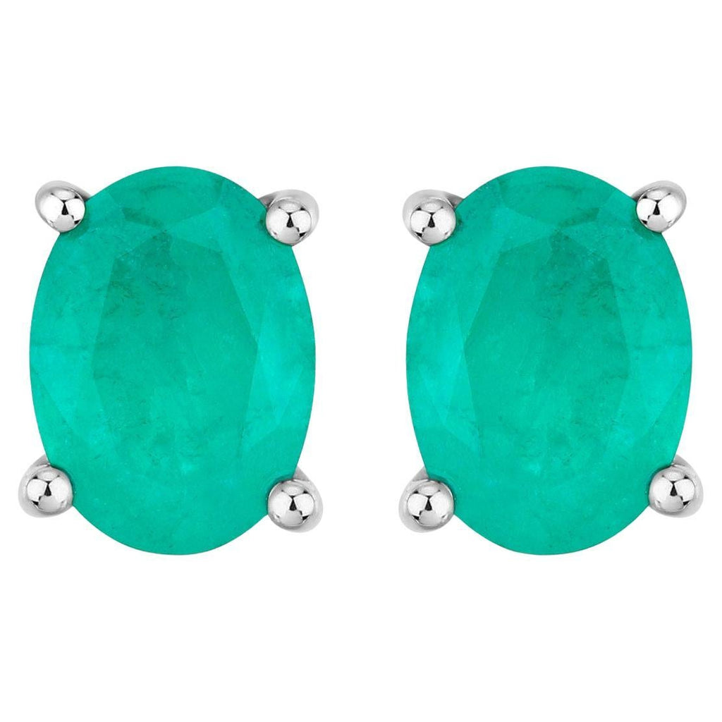 Zambian Emerald Earrings 1.42 Carats 10K White Gold