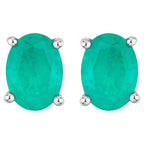 Zambian Emerald Earrings 1.42 Carats 10K White Gold