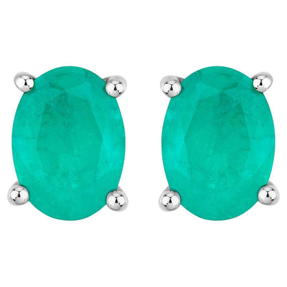 Zambian Emerald Earrings 1.42 Carats 10K White Gold
