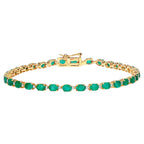 Natural Emerald Tennis Bracelet With Diamonds 4.94 Carats 10K Yellow Gold