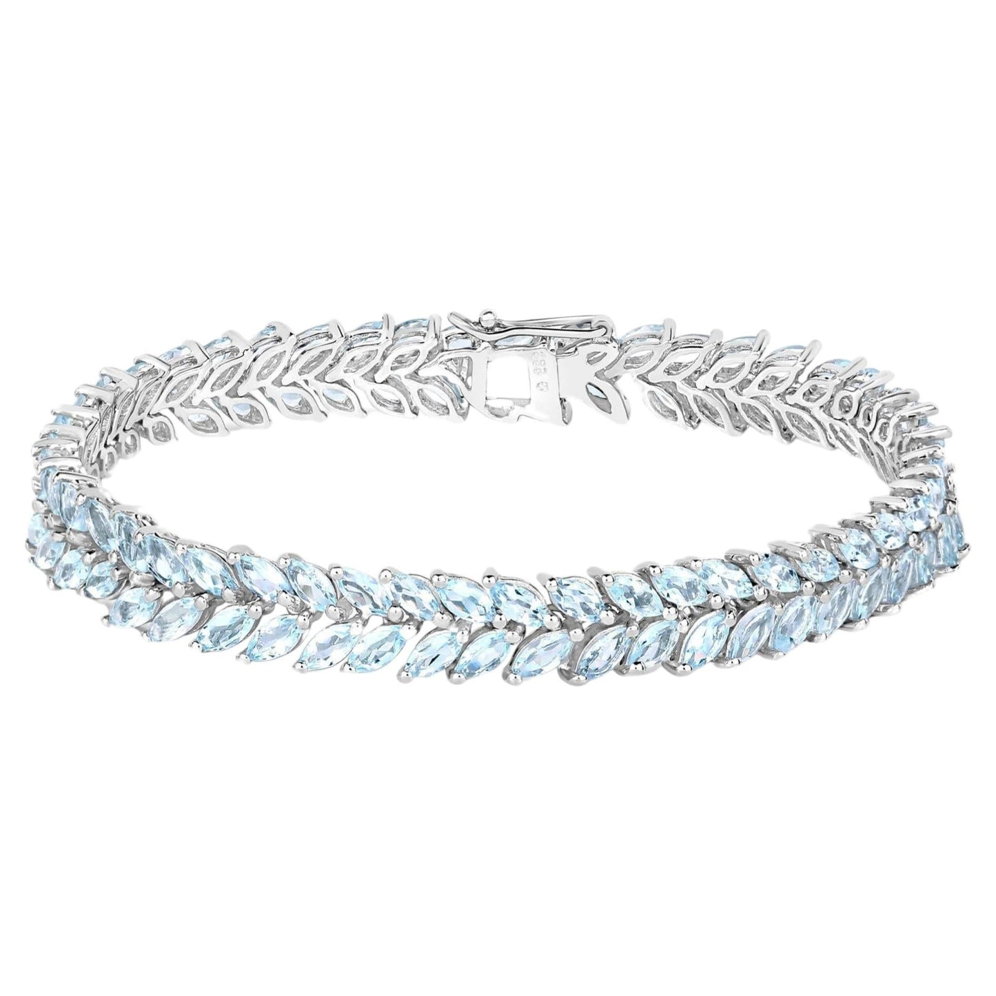 Aquamarine Tennis Bracelet 10.1 Carats Sterling Silver
