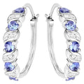 Tanzanite Hoop Earrings With White Topaz 1.04 Carats Sterling Silver