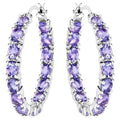 Tanzanite Hoop Earrings 5.08 Carats Sterling Silver