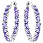 Tanzanite Hoop Earrings 5.08 Carats Sterling Silver