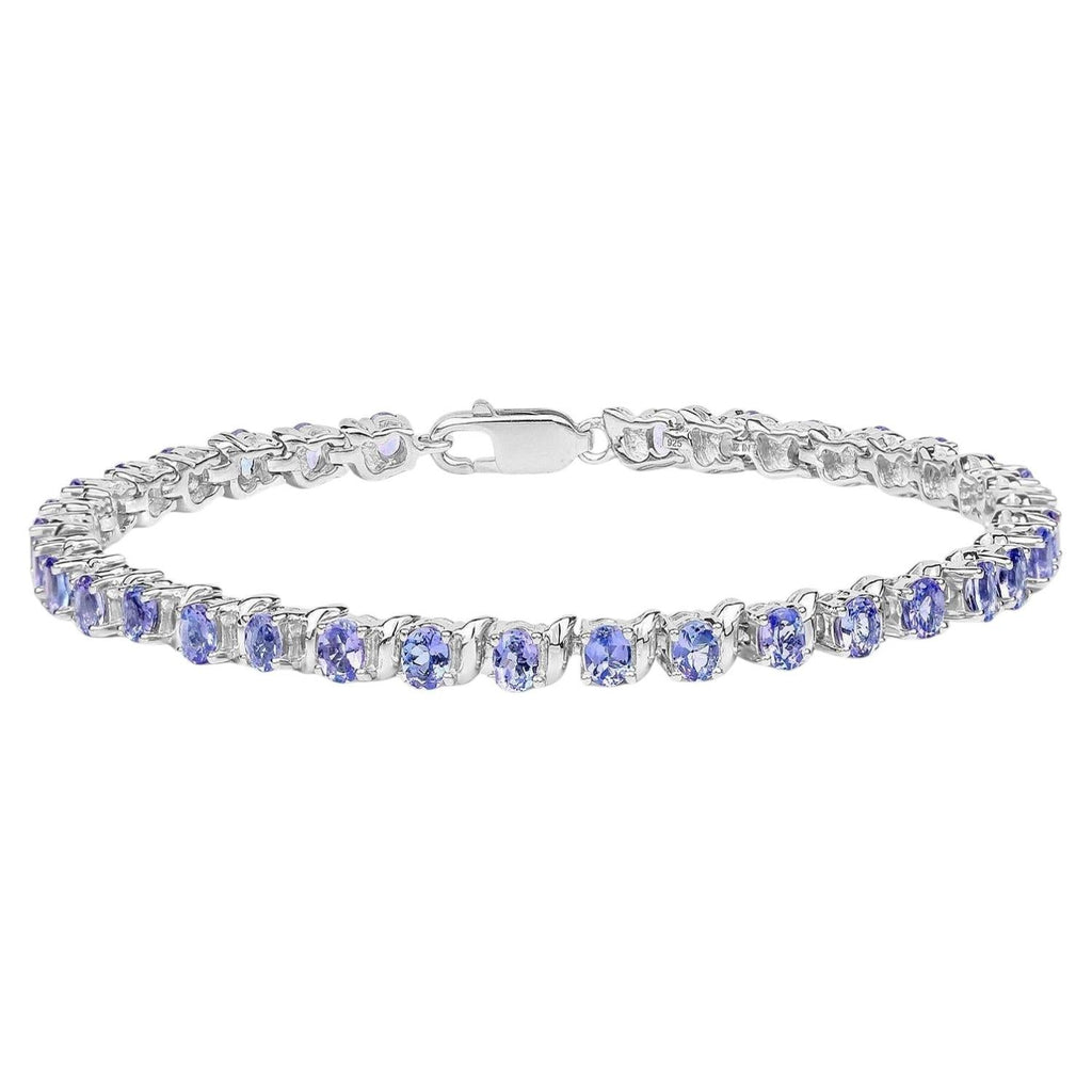 Tanzanite Tennis Bracelet 6.44 Carats Sterling Silver
