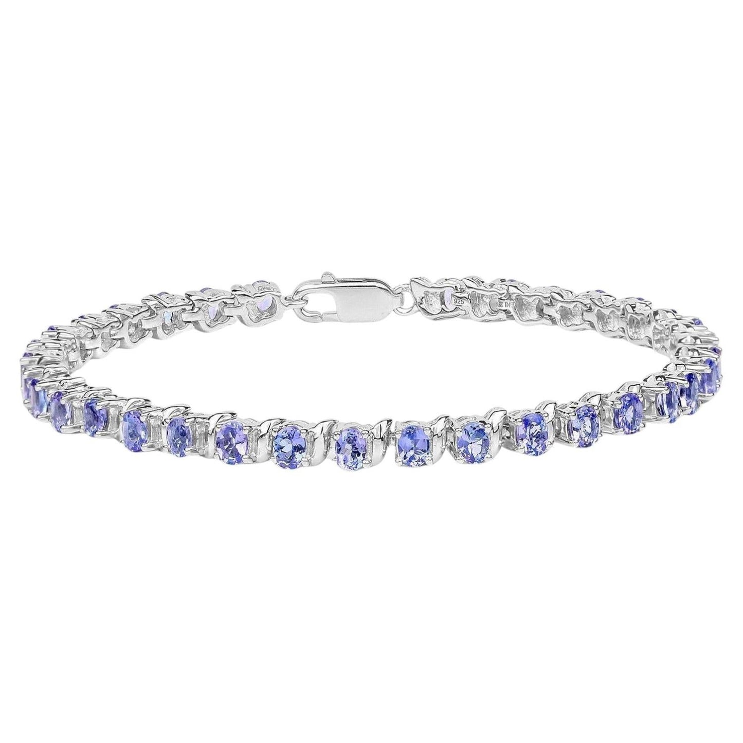 Tanzanite Tennis Bracelet 6.44 Carats Sterling Silver