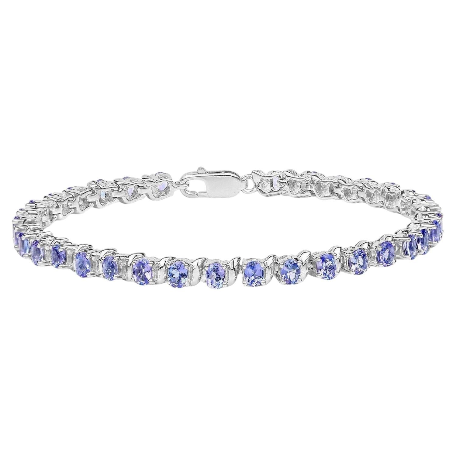 Tanzanite Tennis Bracelet 6.44 Carats Sterling Silver