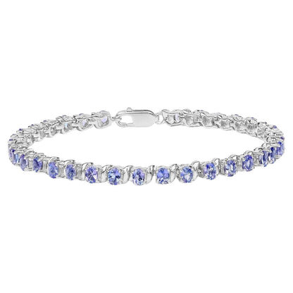 Tanzanite Tennis Bracelet 6.44 Carats Sterling Silver