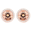 Morganite Stud Earrings With Diamonds 2.18 Carats 14K Rose Gold