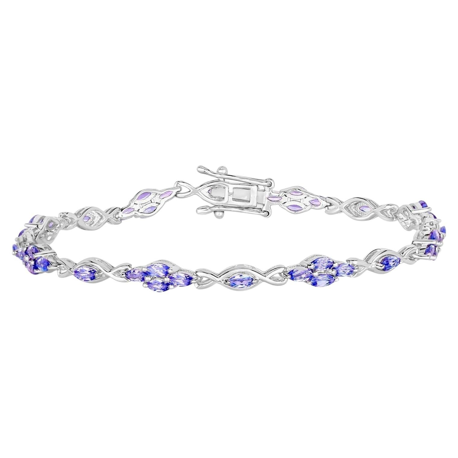 Tanzanite Bracelet 3.18 Carats Sterling Silver