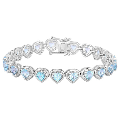 Blue Topaz Tennis Bracelet 10.4 Carats Sterling Silver