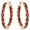 Garnet Hoop Earrings 5.98 Carats Gold Plated Silver