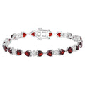 Garnet Tennis Bracelet With Diamonds 11 Carats Sterling Silver