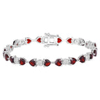 Garnet Tennis Bracelet With Diamonds 11 Carats Sterling Silver