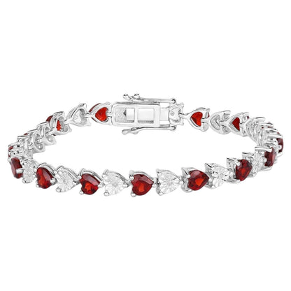 Garnet Tennis Bracelet With Diamonds 7.6 Carats Sterling Silver