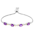 Amethyst Bracelet With White Topaz 3.24 Carats Gold Plated Sterling Silver