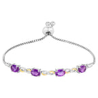 Amethyst Bracelet With White Topaz 3.24 Carats Gold Plated Sterling Silver