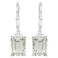 Green Amethyst Earrings With White Topaz 7.2 Carats Sterling Silver