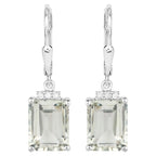 Green Amethyst Earrings With White Topaz 7.2 Carats Sterling Silver