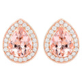 Morganite Stud Earrings With Diamonds 2.02 Carats 14K Rose Gold