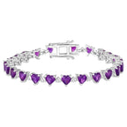 Amethyst Tennis Bracelet With Diamonds 9.98 Carats Sterling Silver