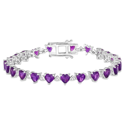 Amethyst Tennis Bracelet With Diamonds 9.98 Carats Sterling Silver