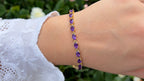 Natural Amethyst Tennis Bracelet 8.40 Carats 18K Yellow Gold Plated Silver