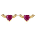 Ruby Bat Stud Earrings 0.38 Carats Gold Plated Silver
