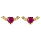 Ruby Bat Stud Earrings 0.38 Carats Gold Plated Silver