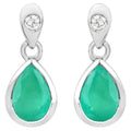 Zambian Emerald Earrings With Diamonds 1.32 Carats 10K White Gold