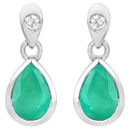 Zambian Emerald Earrings With Diamonds 1.32 Carats 10K White Gold