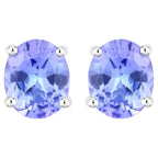 Tanzanite Stud Earrings 0.64 Carats Sterling Silver