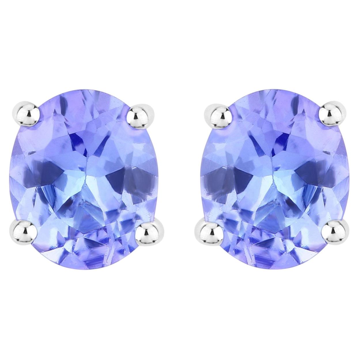 Tanzanite Stud Earrings 0.64 Carats Sterling Silver
