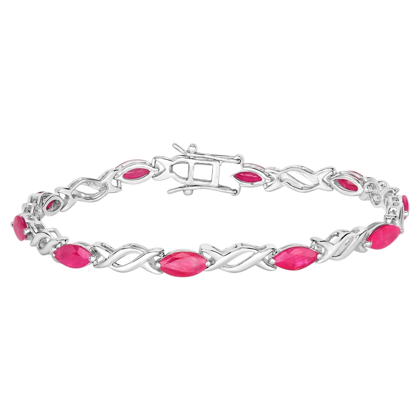 Ruby Bracelet 4.98 Carats 10K White Gold