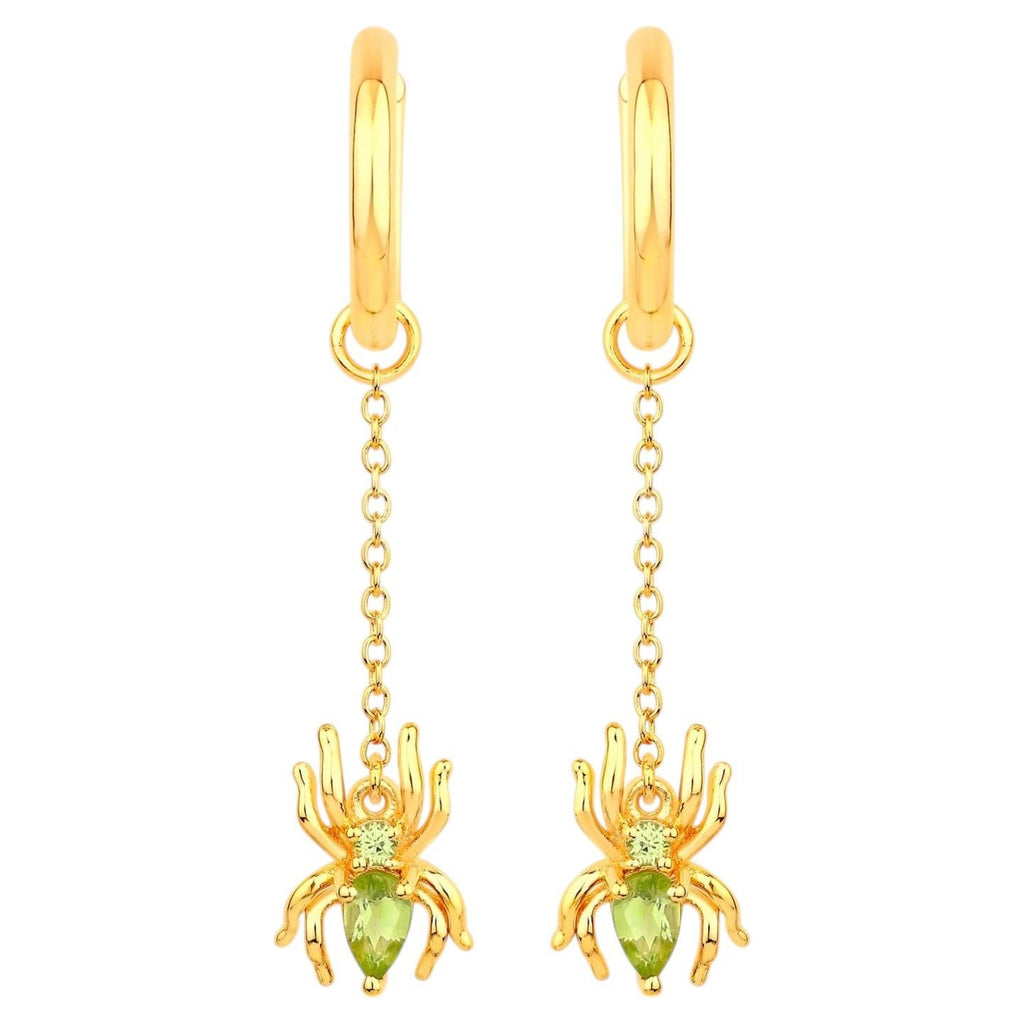 Peridot Spider Earrings 0.48 Carats Gold Plated Silver