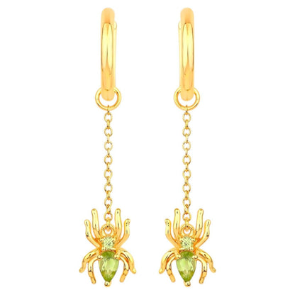 Peridot Spider Earrings 0.48 Carats Gold Plated Silver
