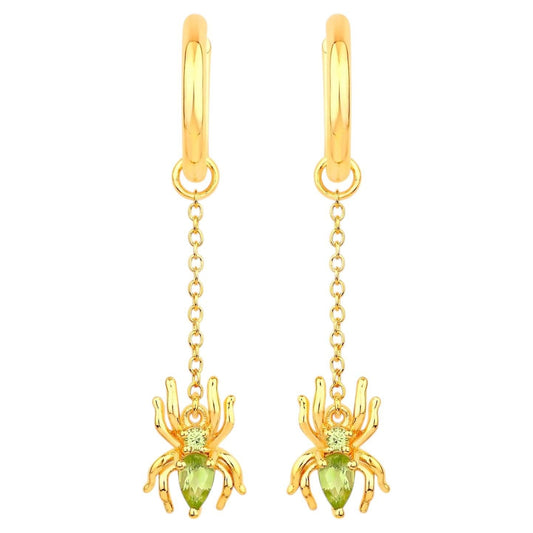 Peridot Spider Earrings 0.48 Carats Gold Plated Silver
