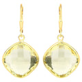 Lemon Quartz Earrings 21.3 Carats Gold Plated Silver