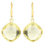 Lemon Quartz Earrings 21.3 Carats Gold Plated Silver