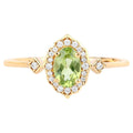 Peridot Ring With Diamonds 0.45 Carats 10K Yellow Gold