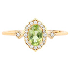 Peridot Ring With Diamonds 0.45 Carats 10K Yellow Gold