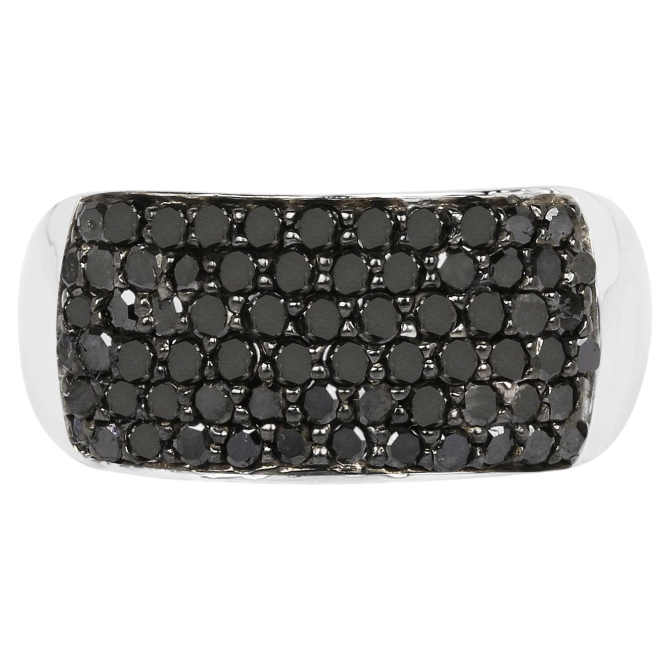 Black Diamond Ring 1.2 Carats Sterling Silver