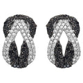 Infinity Knot Stud Earrings Black and White Diamonds Sterling Silver